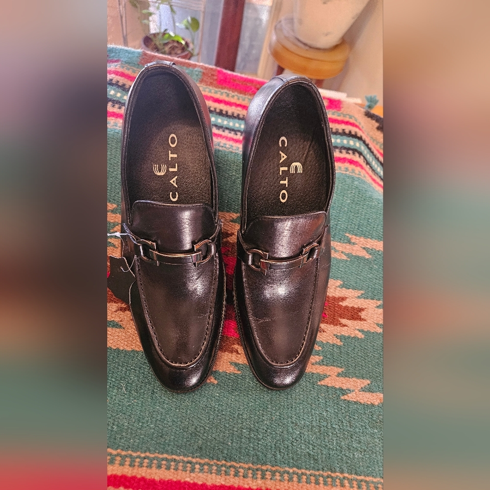 CALTO MENS HEIGHTENING LIFT  Black Loafers SIZE 8 BLACK OXHIDE